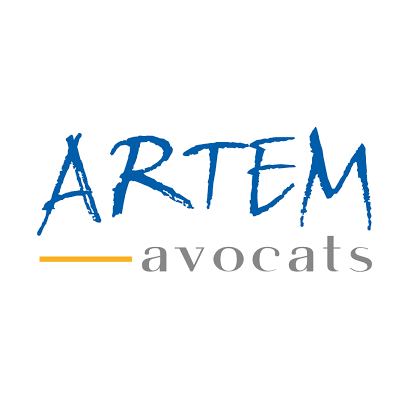 Logo du cabinet Artem Avocats, spécialisé en droit des affaires et fiscalité, avec texte bleu et gris sur fond blanc