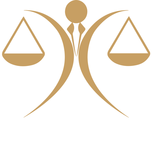 Logo de Legal-Ease, qui propose des cours d'anglais juridique, représentée par une figure tenant des balances de justice